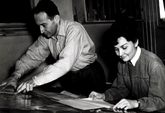 Ferenc Sandor working as a printer