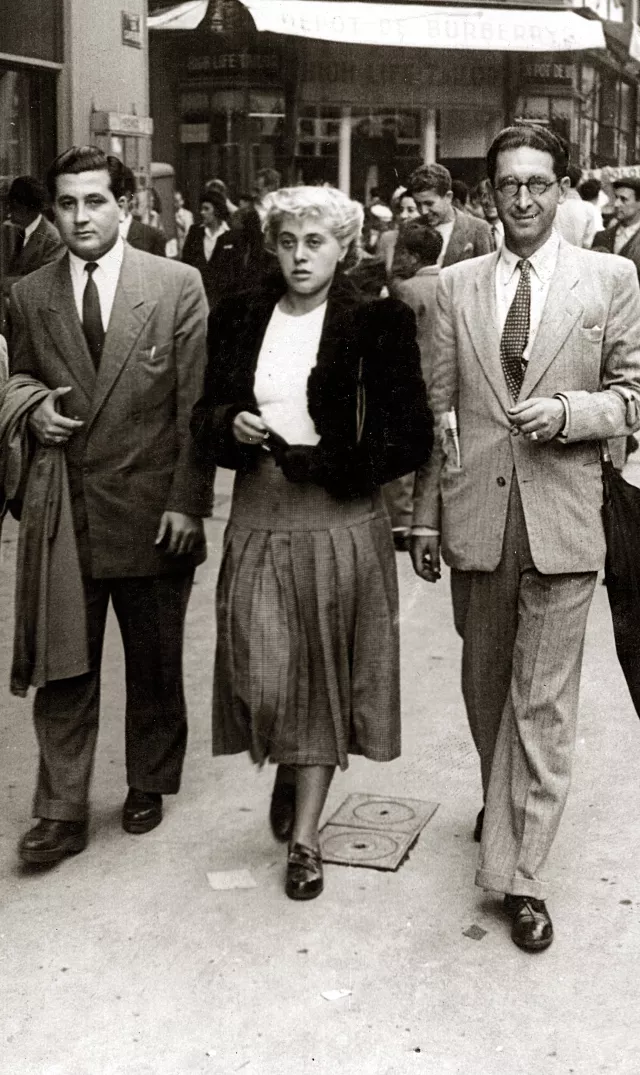 Erika Rosenkranz mit ihrem Vater Karl Roth und einem Freund