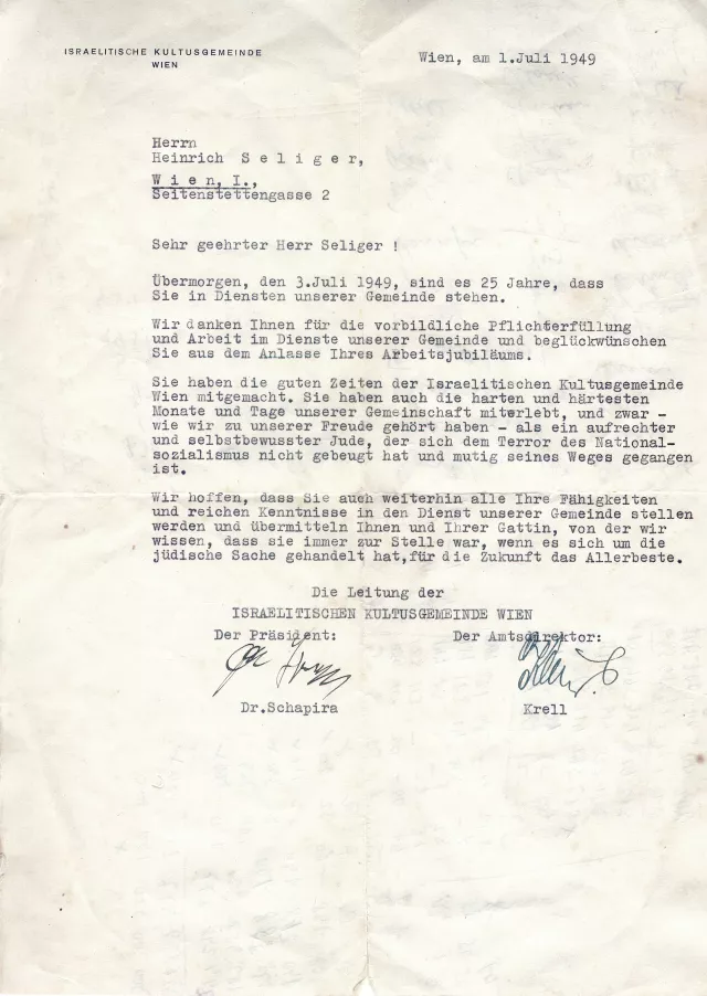 Dank der Kultusgemeinde für 25 Jahre vorbildliche Arbeit