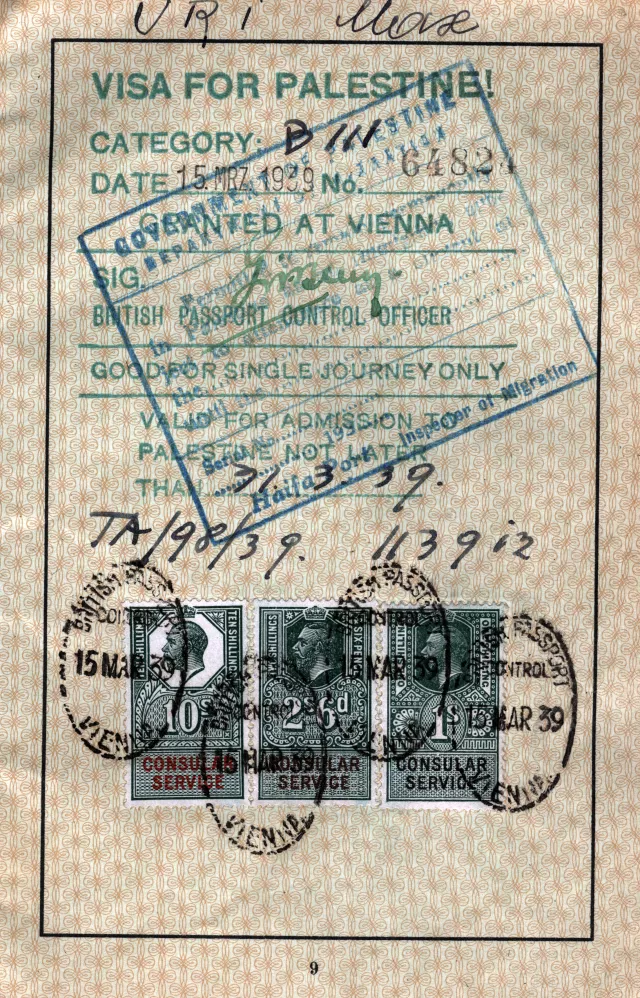 Max Uris Visa für Palästina