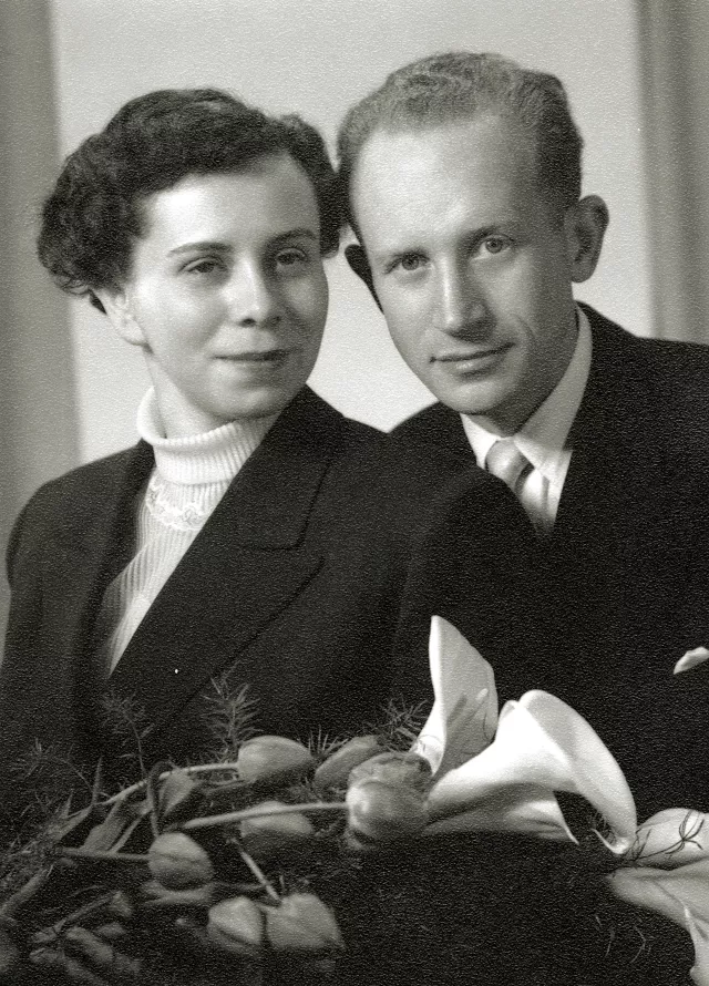 Hochzeitsfoto Dr. Otto Suschny und Kitty Suschny, geb. Pistol, im Jahre 1954 Hochzeitsfoto Dr. Otto Suschny und Kitty Suschny, geb. Pistol, im Jahre 1954