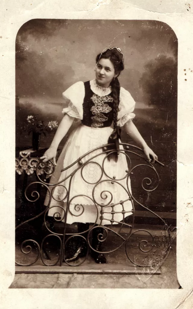 Kati Andai's mother Margit Brichta in Hungarian national costume on a school ceremony Kati Andai's mother Margit Brichta in Hungarian national costume on a school ceremony