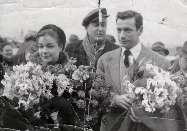 Eshua Almalech with the French actors Simone Signoret and Yves Montand