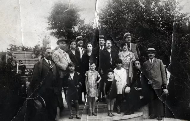 Korina Solomonova with her parents and friends