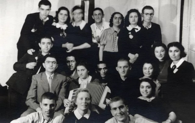 Sophie Pinkas at the graduation ball with Jewish classmates