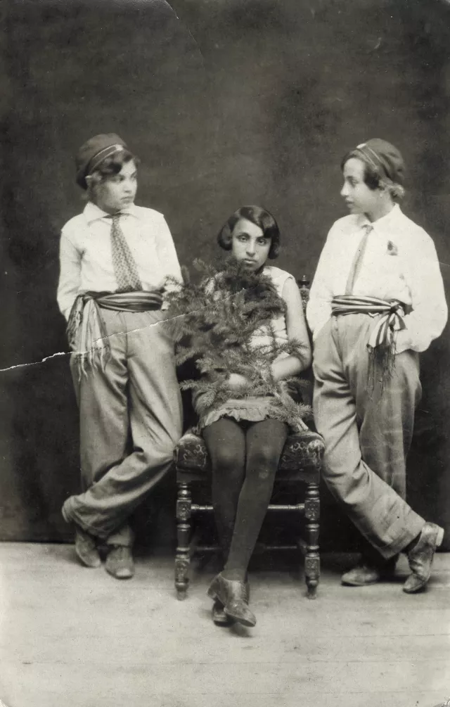 Adela Hinkova with friends during Purim