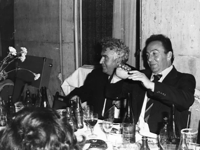 Mayer Alhalel and Jacques Fintsi at a restaurant on the occasion of the wedding of Sheli Alhalel Mayer Alhalel and Jacques Fintsi at a restaurant on the occasion of the wedding of Sheli Alhalel