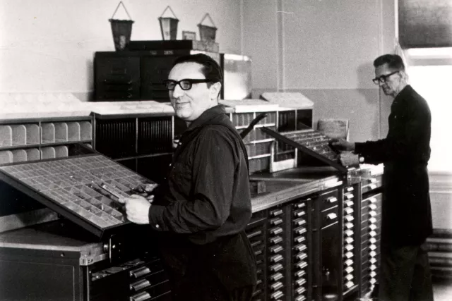 Ota Gubic as a typesetter in the Straz print shop
