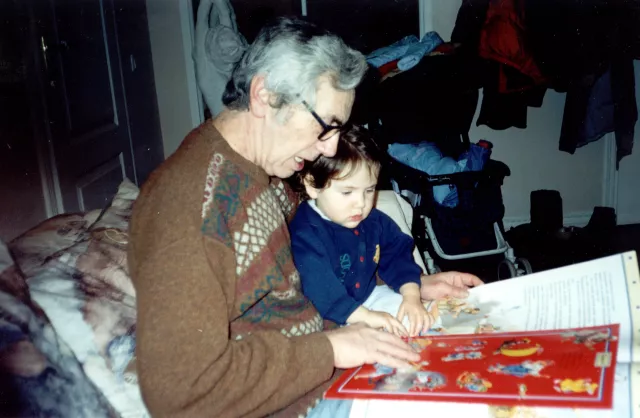 Lev Drobyazko, with  granddaughter Yevgenia Drobyazko.