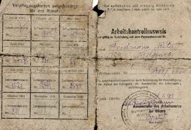 Rita Kazhdan's Worker's ID Card from World War II Rita Kazhdan's Worker's ID Card from World War II