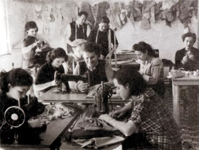 Jozsef Faludi in his aunt Rozsi Brull's dress making workshop in Tel Aviv Jozsef Faludi in his aunt Rozsi Brull's dress making workshop in Tel Aviv