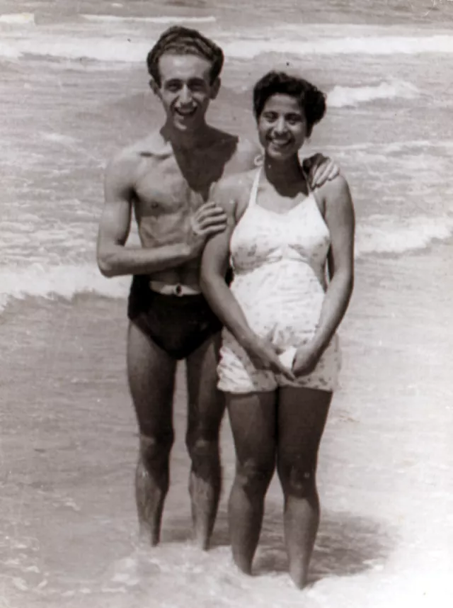 Jozsef Faludi and his first wife Mazal Faludi at the seaside Jozsef Faludi and his first wife Mazal Faludi at the seaside