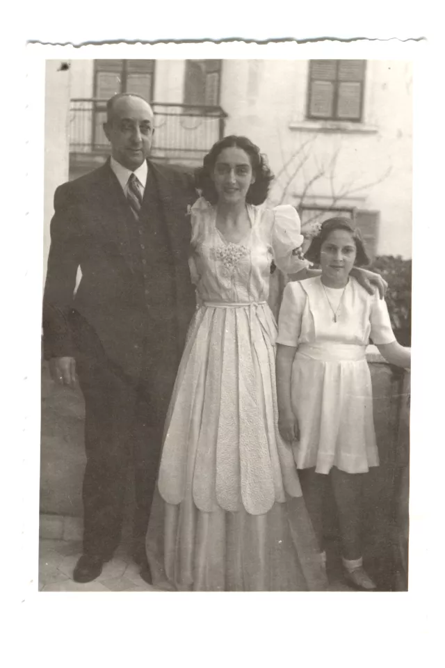 Renne Molho as a bride with her uncle Pepo Abravanel Renne Molho as a bride with her uncle Pepo Abravanel