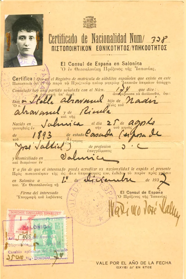 Stella Abravanel Saltiel's Certificate of Spanish Nationality Stella Abravanel Saltiel's Certificate of Spanish Nationality