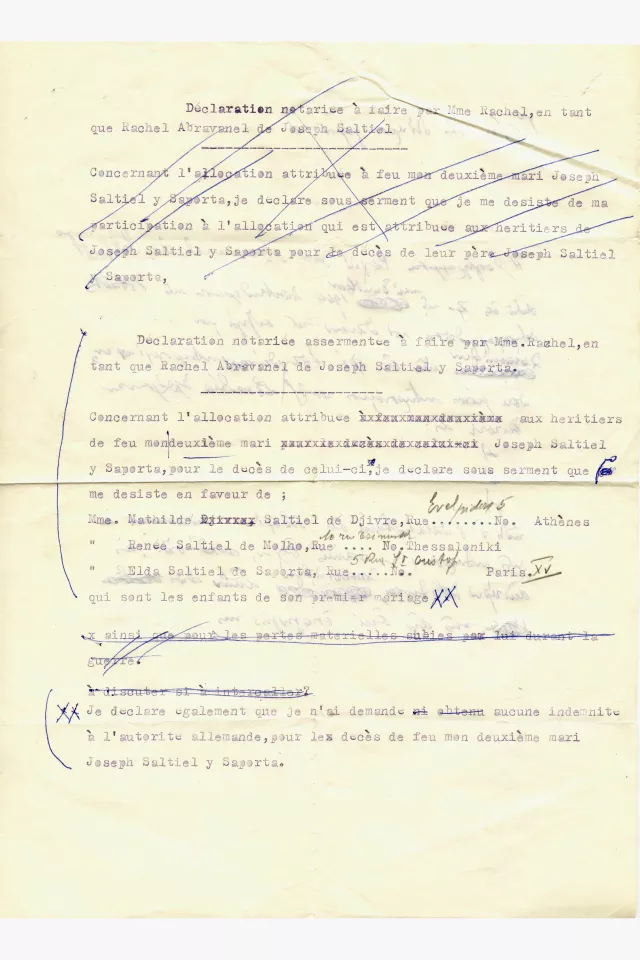 Draft of indemnity for Renee Molho and her sisters