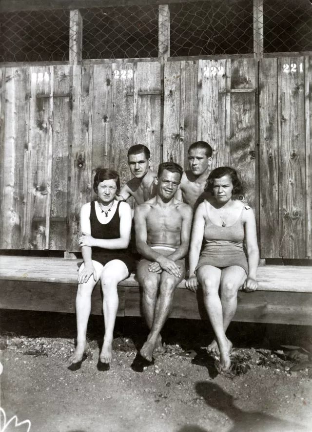 Hana Gasic's parents Menahem and Flora Montiljo with friends at the 'lake' in Sarajevo