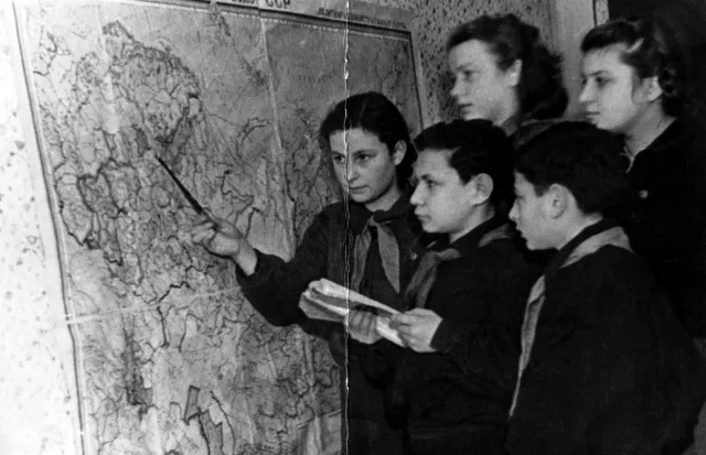 Ranana Malkhanova with her classmates in the orphanage