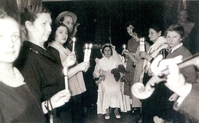 Ida Goldshmidt at the wedding of her colleague Eta Ida Goldshmidt at the wedding of her colleague Eta