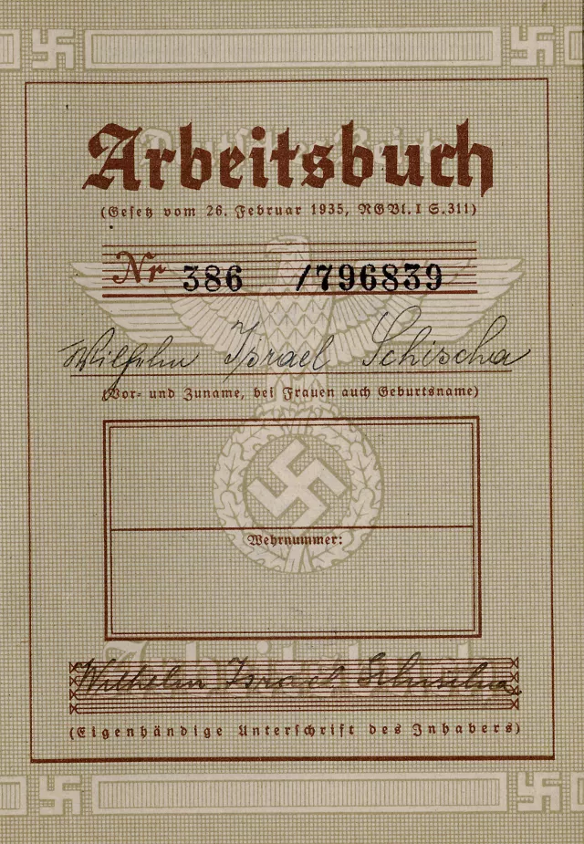 Employment book of Lilli Tauber's father Wilhelm Schischa