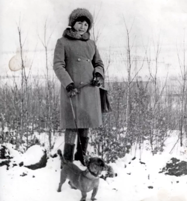 Esfir Dener with her dog Rex