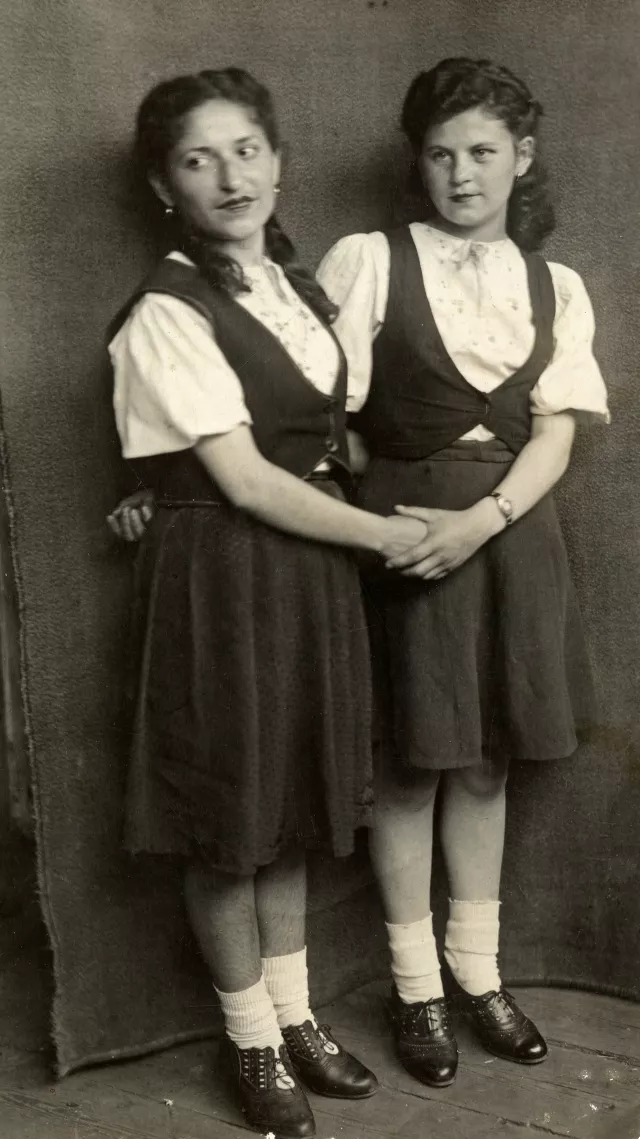 Shlima Goldstein with her friend Raya Falkman