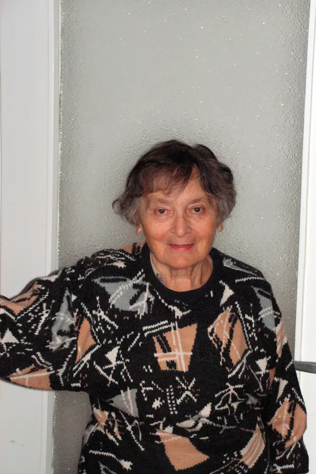 Gizela Fudem in her apartment