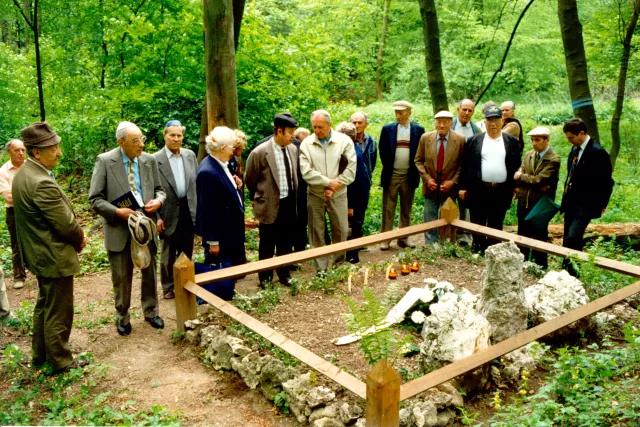 Cracowian Jews at the mass grave of the Jews murdered in Ojcow Cracowian Jews at the mass grave of the Jews murdered in Ojcow