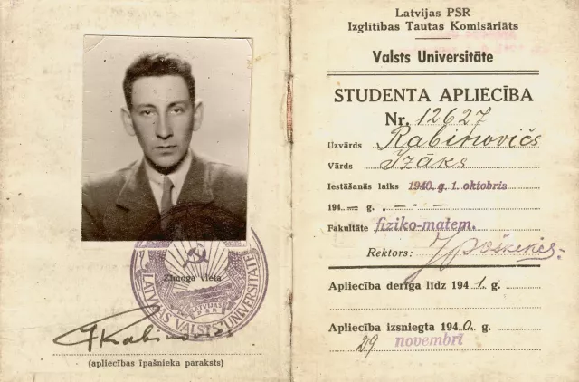 Isaak Rabinovich's student identity card