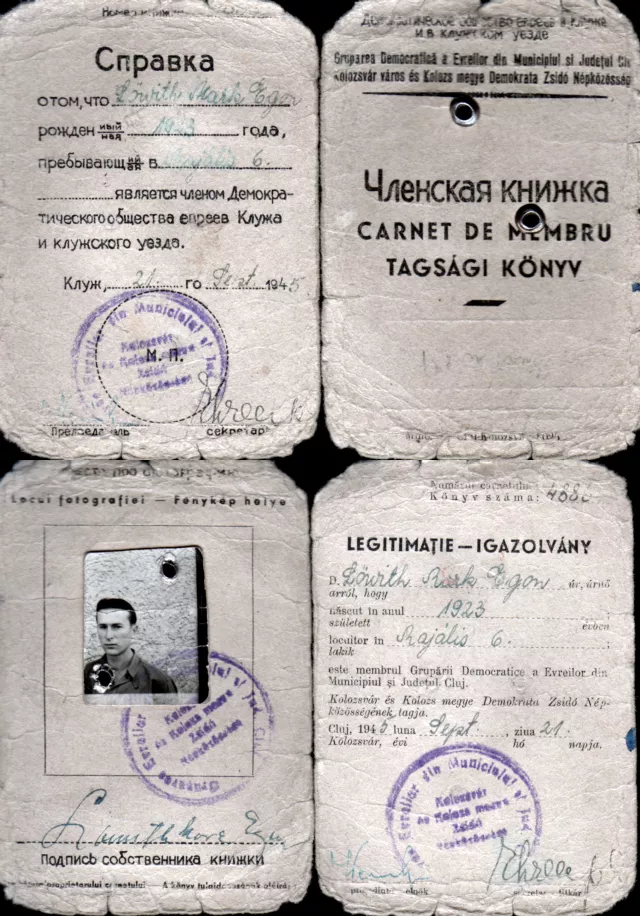 Egon Lovith's Democratic Jewish community membership card