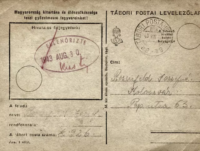 Tábori postai levelezõlap Tábori postai levelezõlap