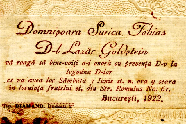 Invitation  for the engagement of  Surica Tobias with Lazar Goldstein