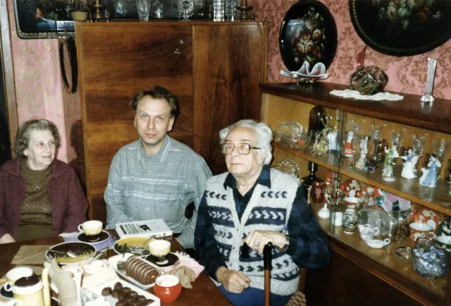 Rachil Meitina with her husband Isaac Verkhovski and a colleague