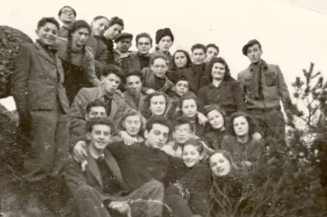 Abraham Pressburger with his charges from the Hashomer Hatzair movement