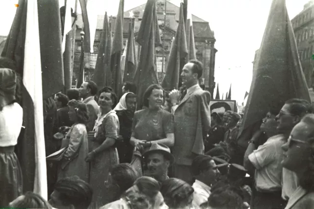 Bernard Knezo Schönbrun at a demonstration in the streets of Bratislava