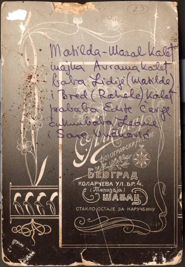 Back of Matilda Kalef's photo