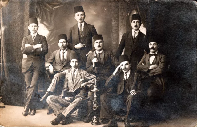Jakov Kalef in Turkey wearing a fez