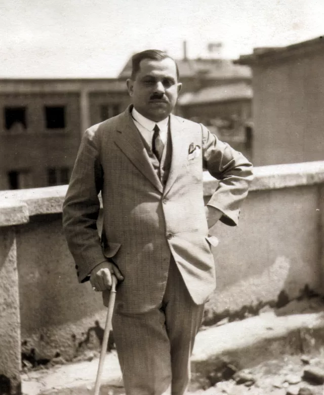 Ilona Seifert's father Oszkar Riemer in the roof terrace of their house
