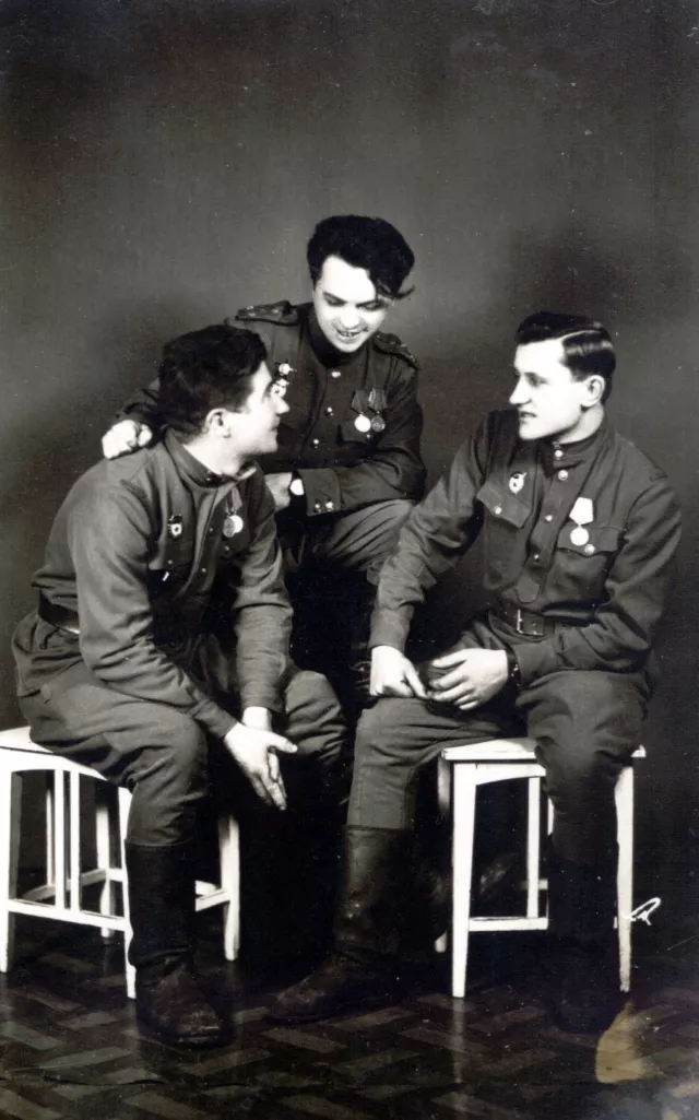 Engelina Goldentracht's uncle  Jacob Voosiker with his comrades Alexandr and Peter Terletskiys.