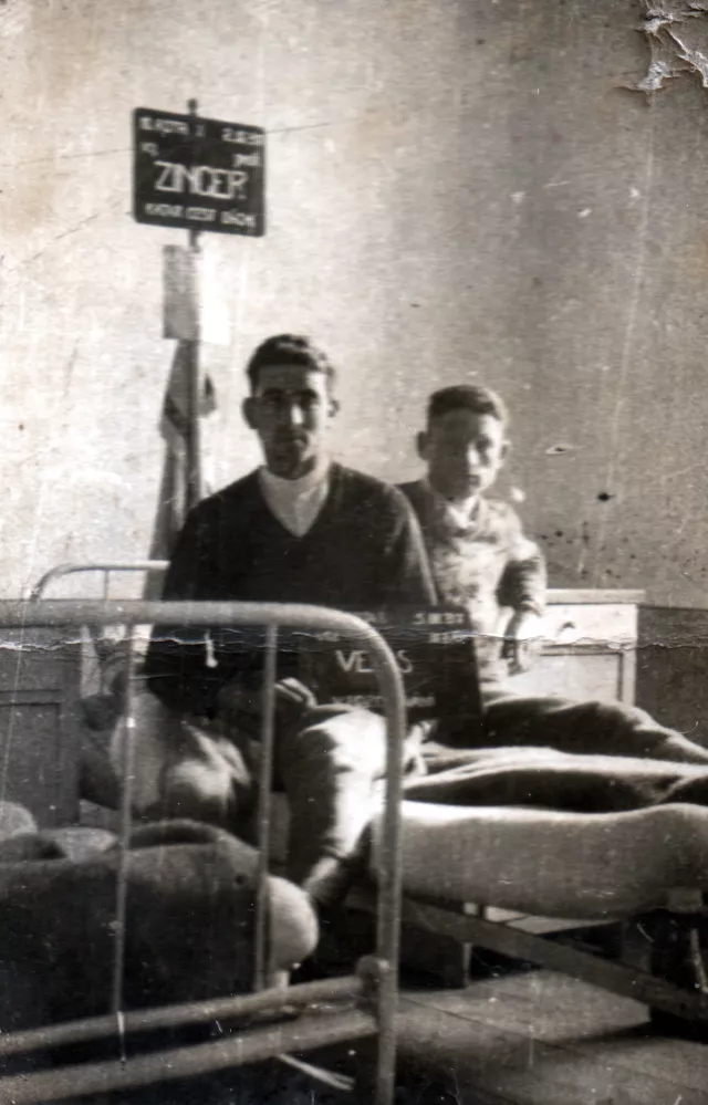 Henrich Zinger with a comrade