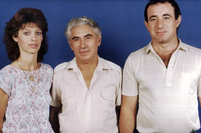 Neubauer Ignác unokahúgával, Erikával és Erika férjével, Grigorij Goldmannal