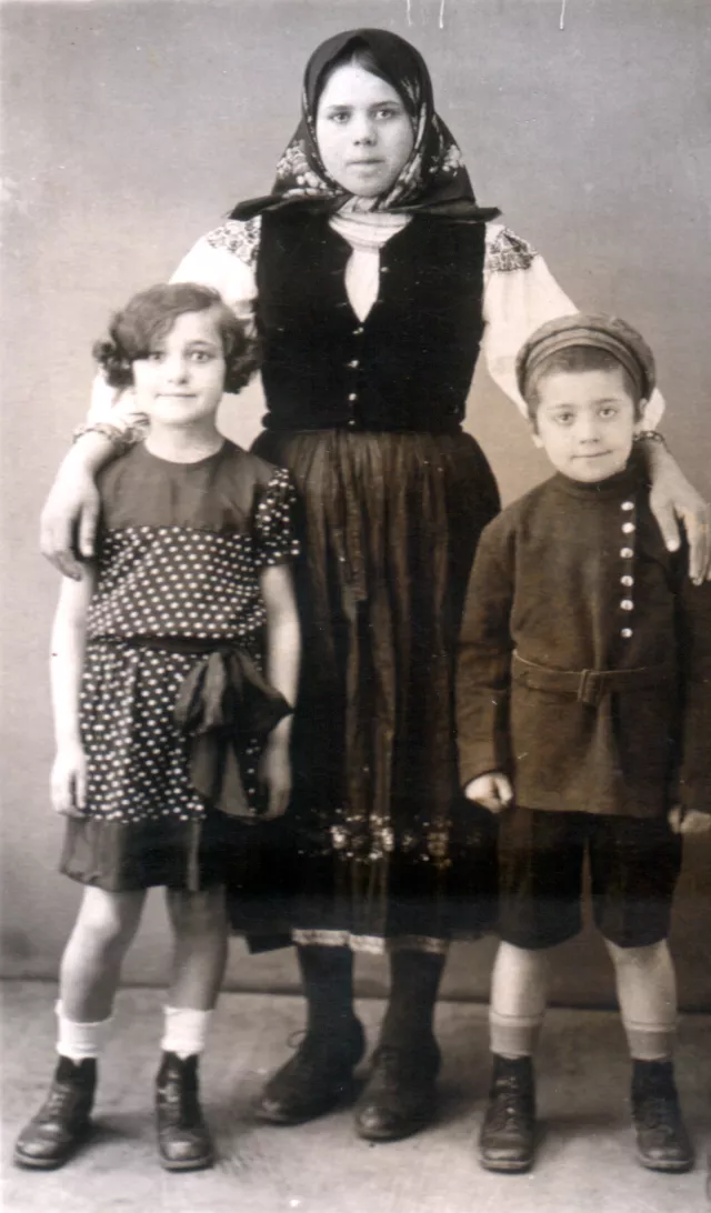 Tilda Galpert with her brother and housemaid