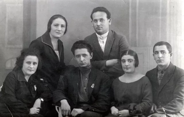 Anna Gandelsman with her brother Yasha and friends