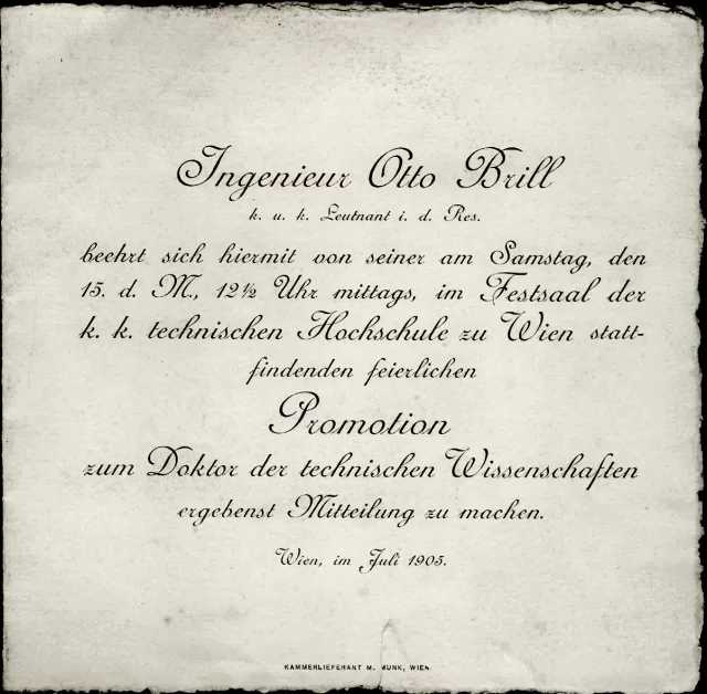 Einladung zur Promotion Otto Brill Einladung zur Promotion Otto Brill