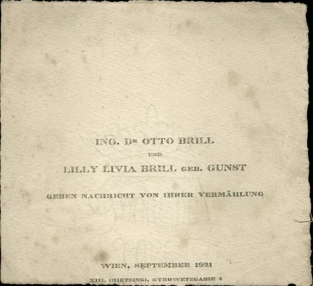 Heiratsanzeige Otto und Livia Brill