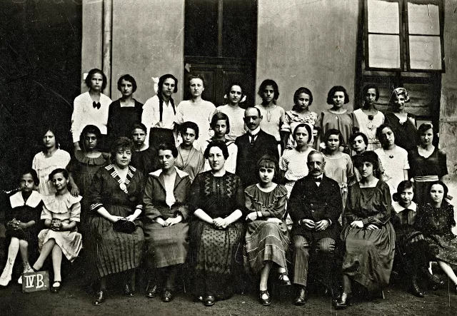 Erzsebet Radvaner's end of the year class photo in middle school