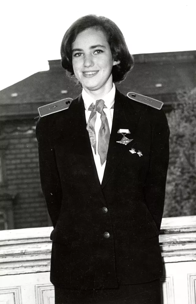 Erzsebet Radvaner's daughter Julia Radvaner working on the pioneer railway