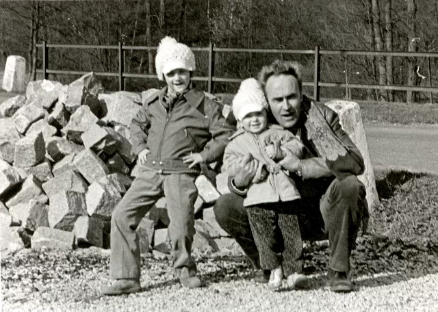 Karel Coufal with his grandchildren Lenka and Martin