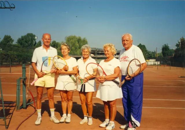 Jiri Munk with his wife Alena and friends on a tennis court Jiri Munk with his wife Alena and friends on a tennis court