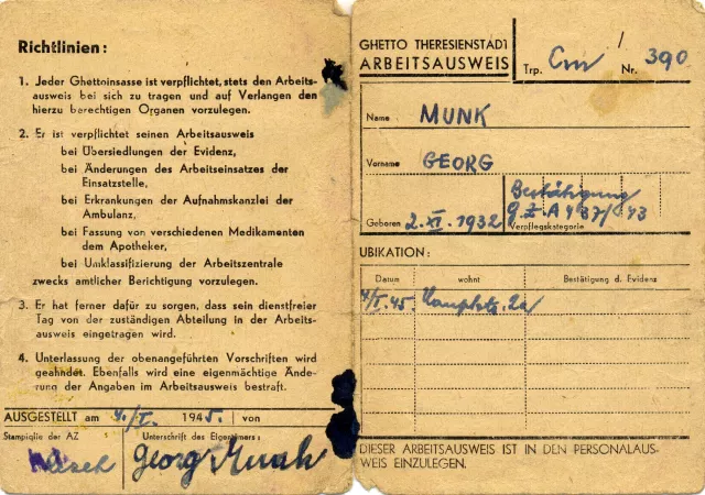 Jiri Munk's employment book from Terezin