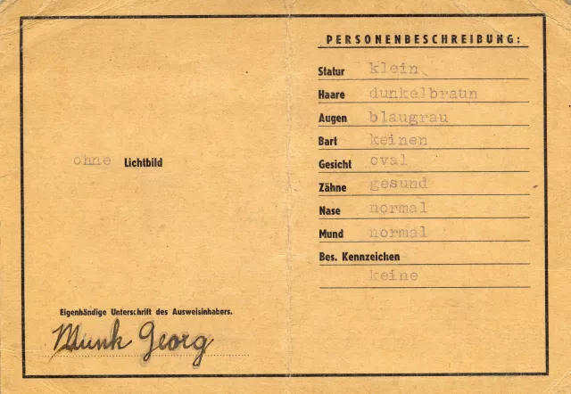 Jiri Munk's Terezin identification card